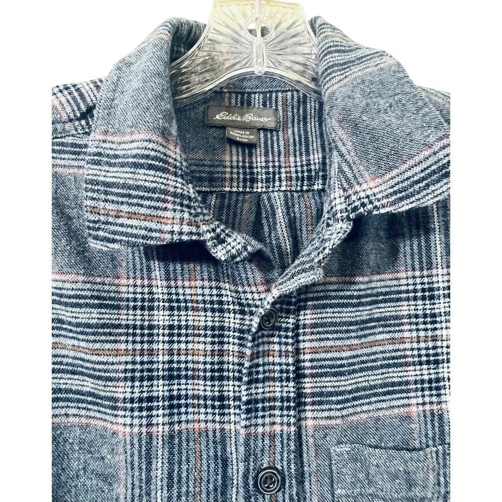 Eddie Bauer Flannel Shirt Women Size Small Blue Plaid Long Sleeve Button Casual